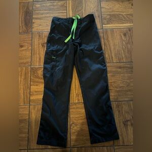 Landau Black Cargo Pants with Green Details